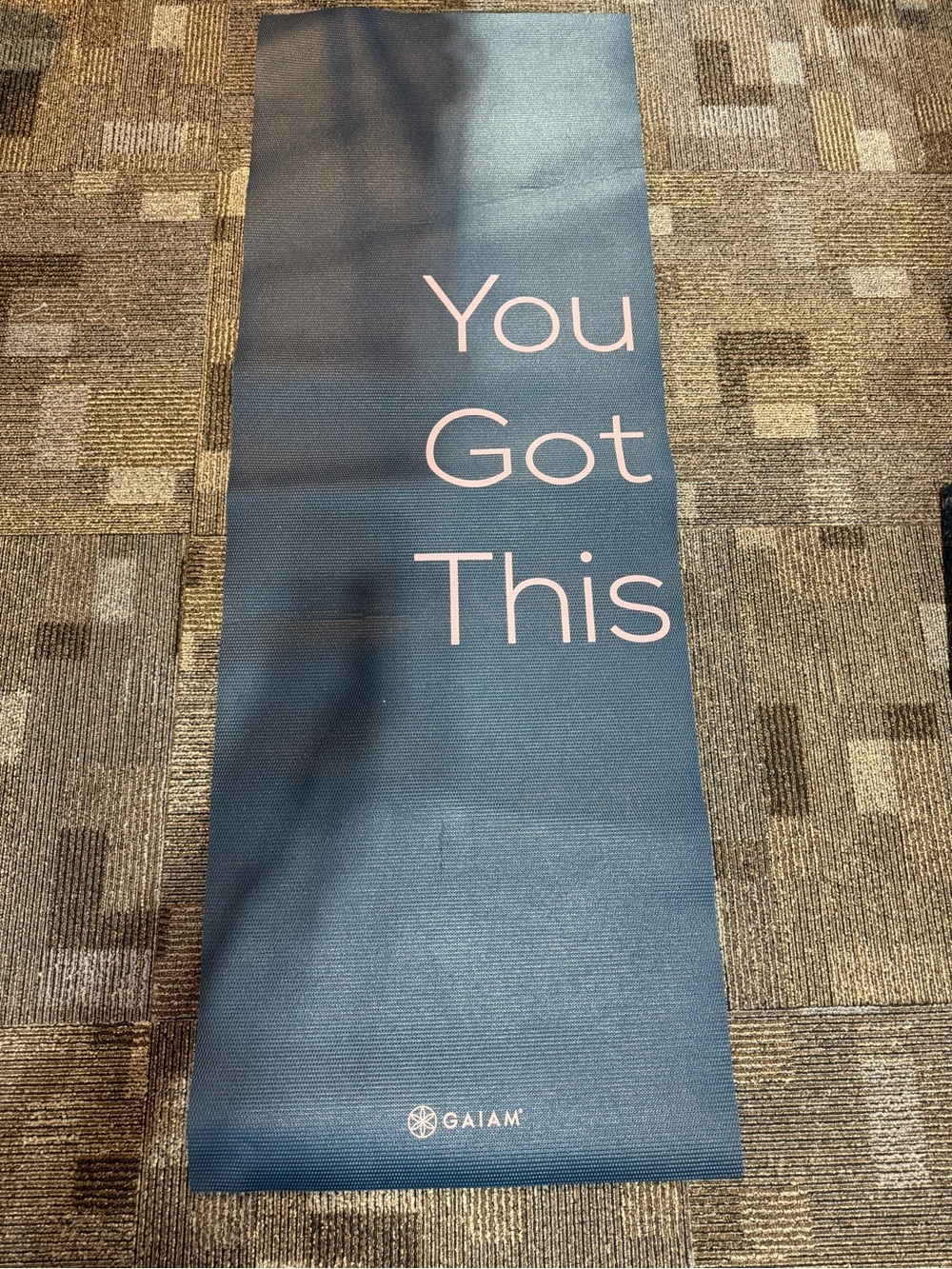 GAIAM Blue Yoga Mat with Pink Logo